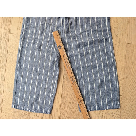 Dash Women's Striped Linen Blend wide leg Cropped Capri pull on‎ Pants Size L - Picture 6 of 10